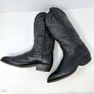 J. Chrisholm Classic Leather Western Cowboy Boots Black 10.5D